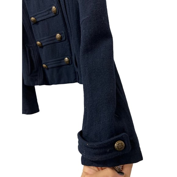 American Eagle Outfitters Military Coat Navy Blue Wool Jacket - Picture 3 of 11